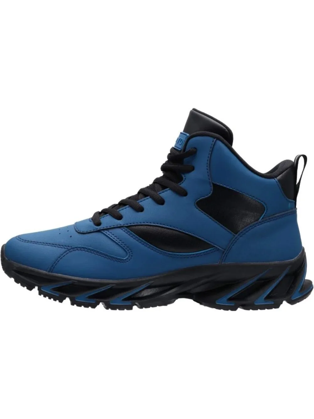 Joomra Men's Blue2 Rubber Leather High Top Athletic Inspired Lace Up Sneaker